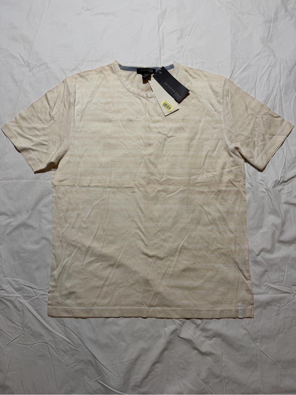 NWT Kenneth Cole New York Men’s Large Ivory Slub T-Shirt 100% Cotton